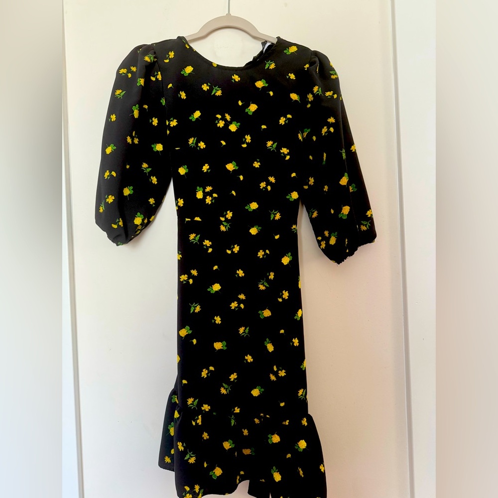 New Look Black Dress with Yellow Floral Design
